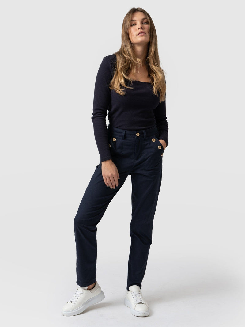 Gwen Chino Navy - Women's Trousers | Saint + Sofia® EU