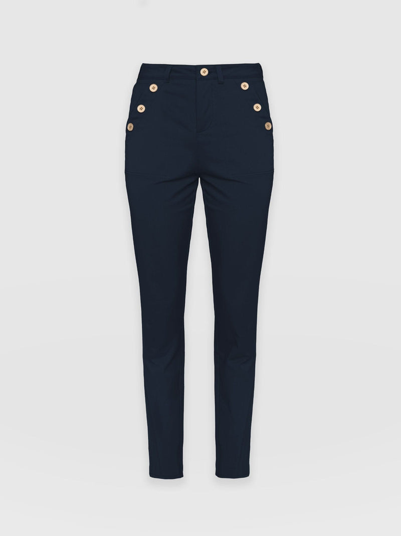 Gwen Chino Navy - Women's Trousers | Saint + Sofia® UK