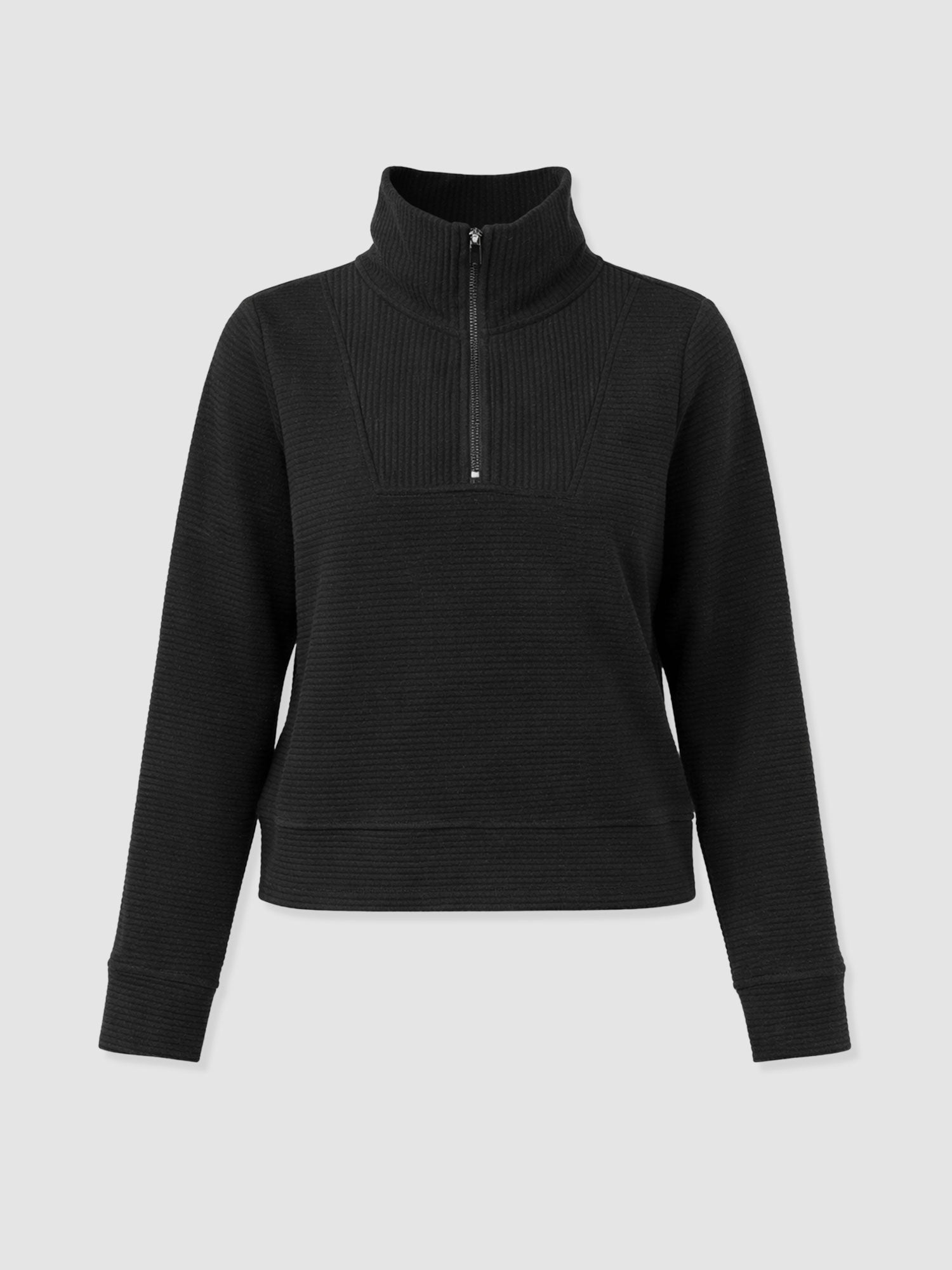 Halsey Quarter Zip - Black Ottoman - Women's Jumpers | Saint + Sofia® EU