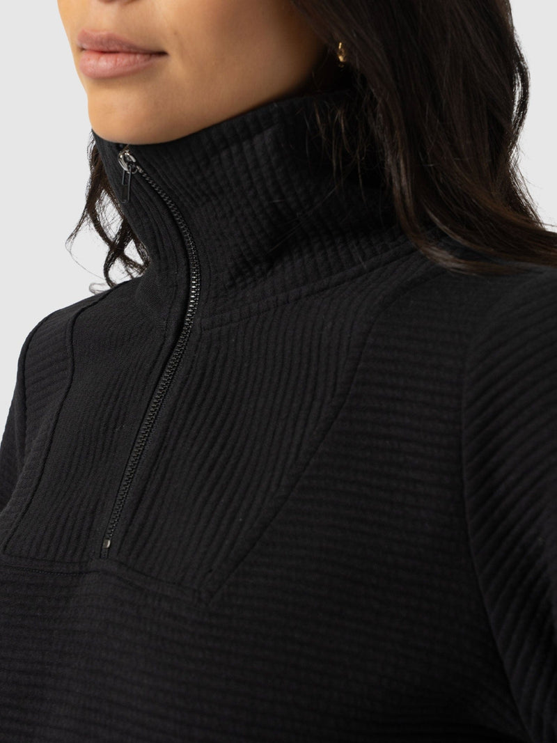 Halsey Quarter Zip - Black Ottoman - Women's Jumpers | Saint + Sofia® EU