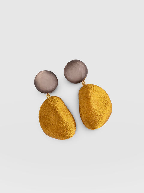 Hammered Drop Earrings - Mustard - Women's Jewellers | Saint and Sofia® EU