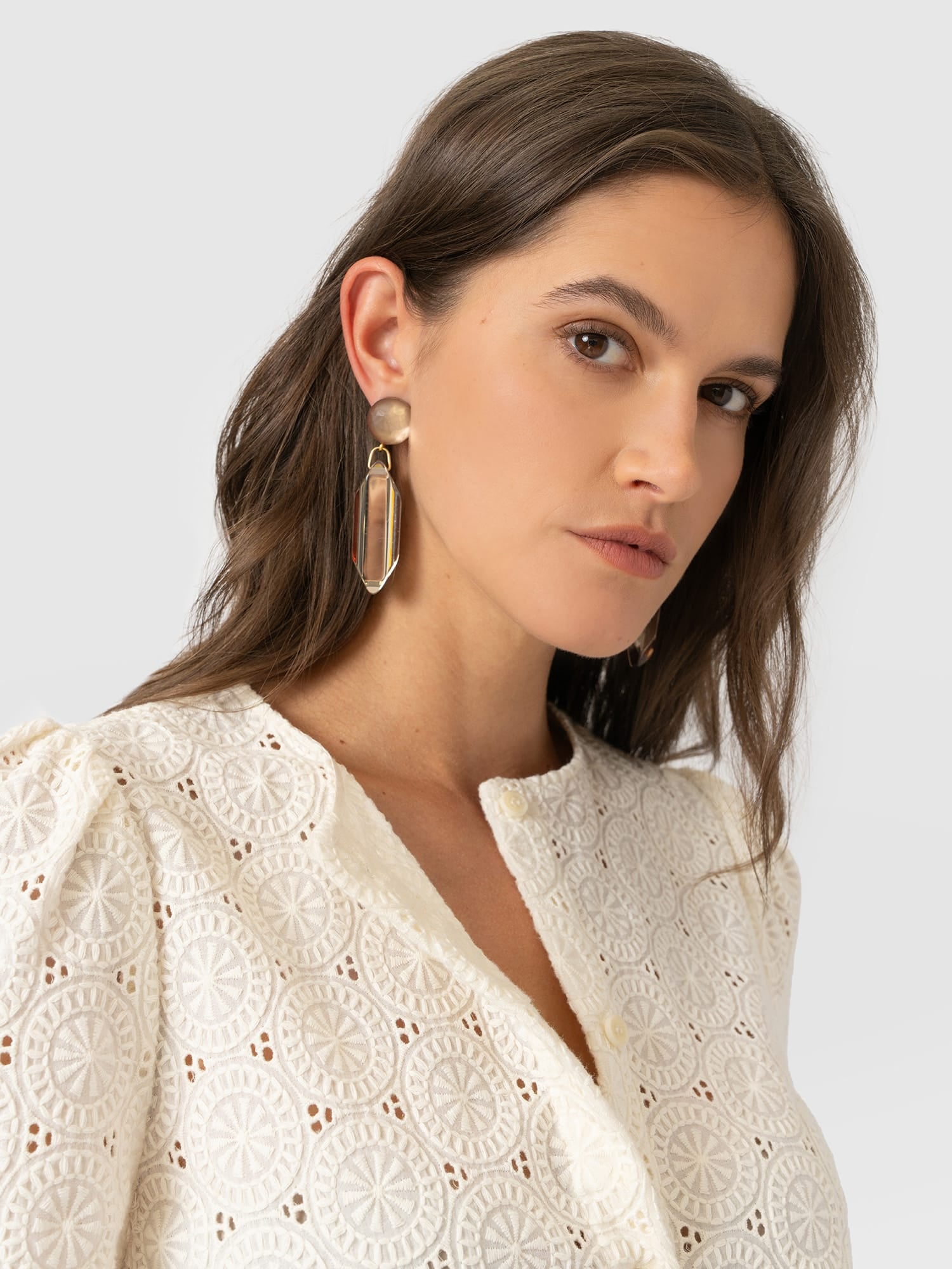 Hammered Mirror Drop Earrings - Champagne - Women's Jewellers | Saint and Sofia® EU