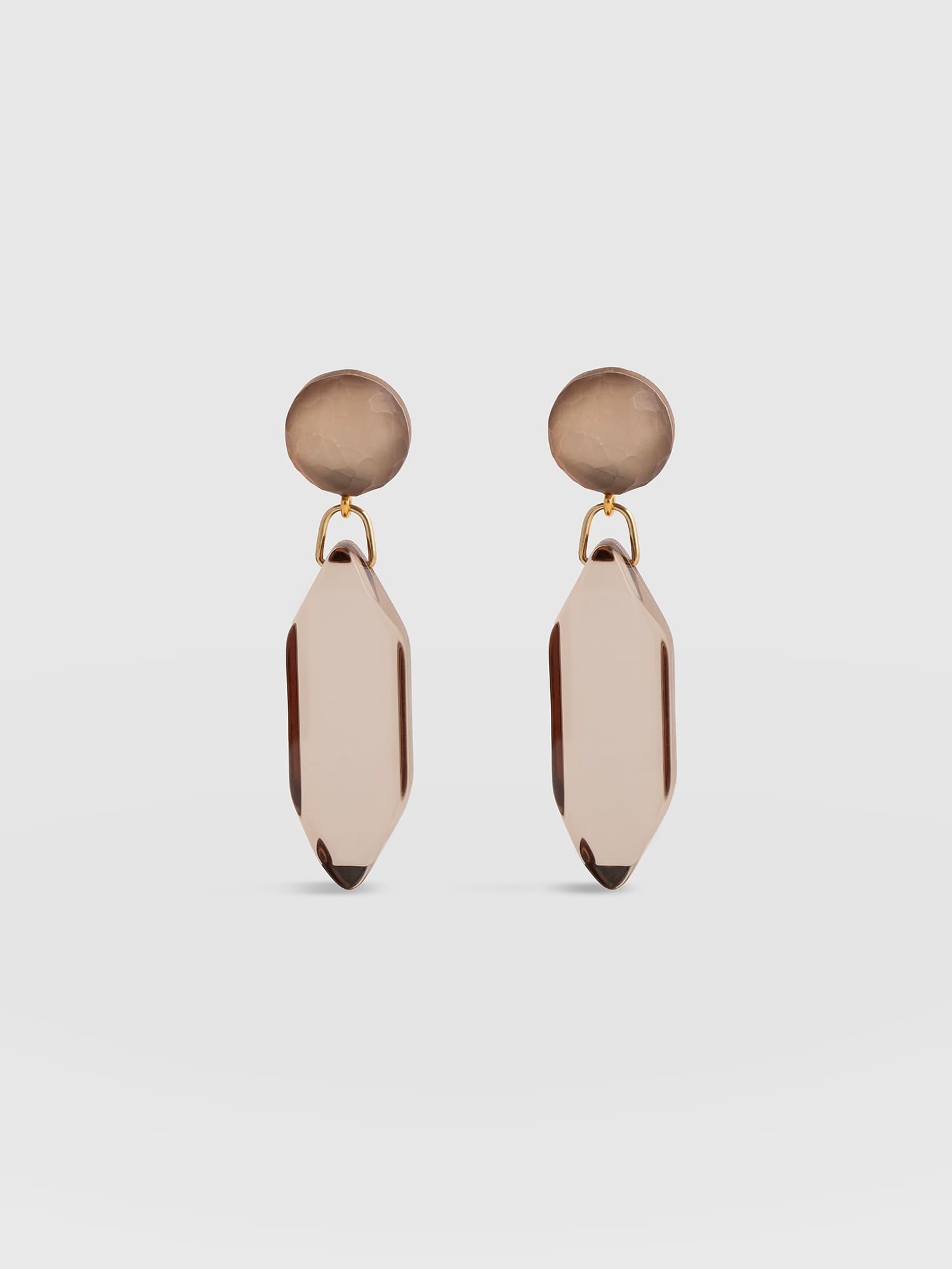 Hammered Mirror Drop Earrings - Champagne - Women's Jewellers | Saint and Sofia® EU