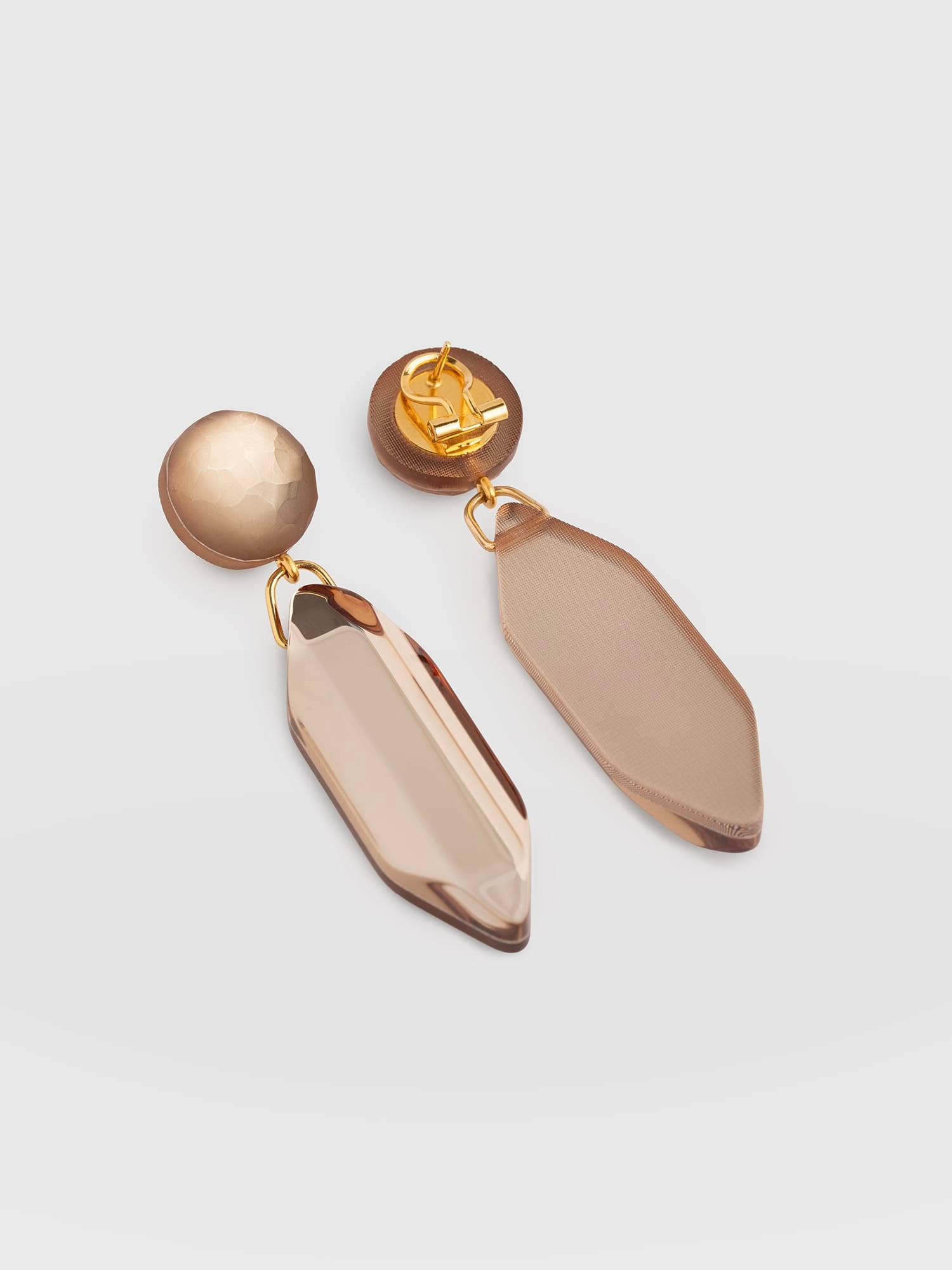 Hammered Mirror Drop Earrings - Champagne - Women's Jewellers | Saint and Sofia® EU