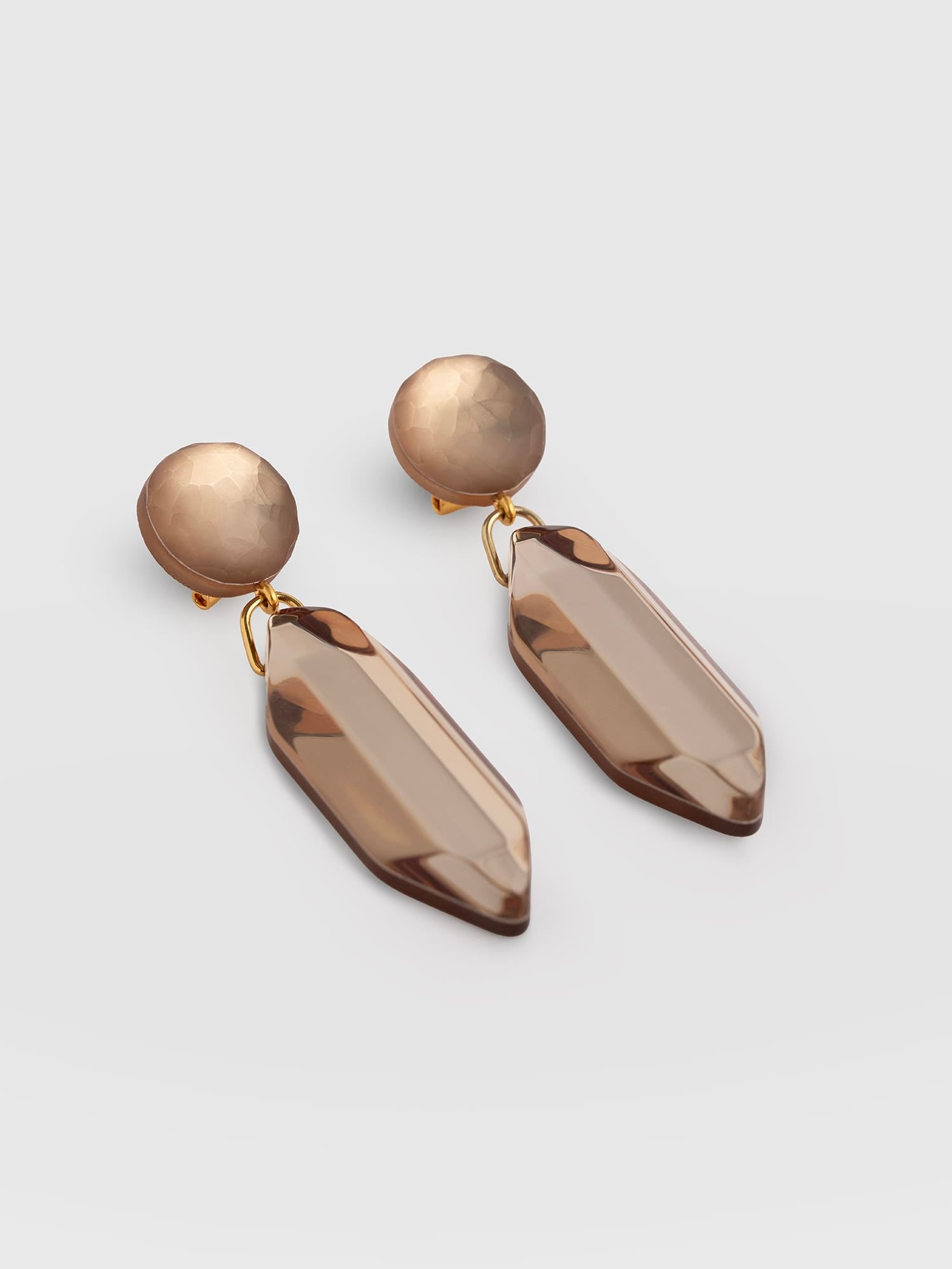 Hammered Mirror Drop Earrings - Champagne - Women's Jewellers | Saint and Sofia® EU