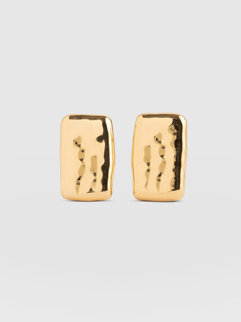 Hammered Rectangle Earrings - Gold - Women's Jewellers | Saint and Sofia® EU