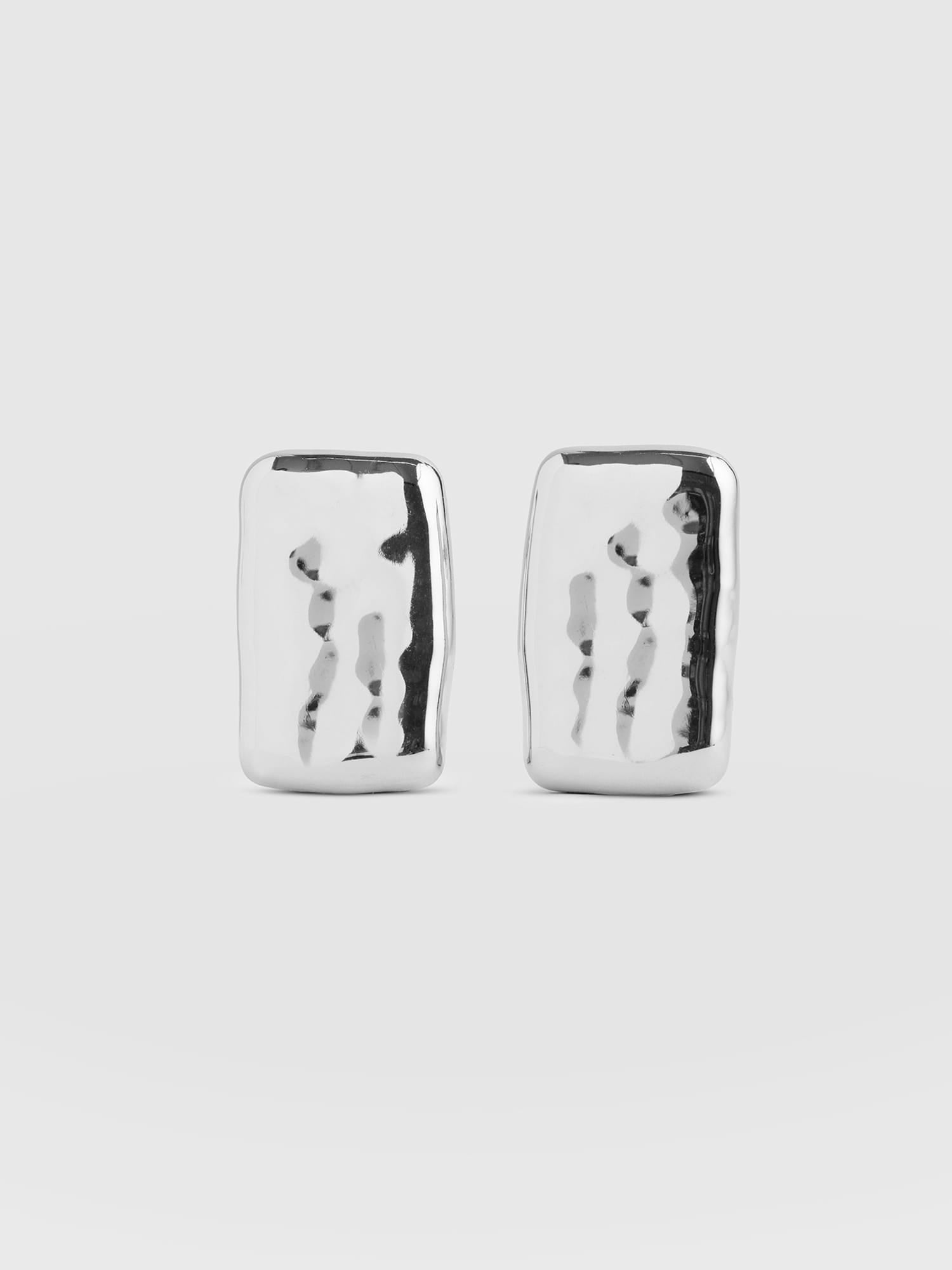 Hammered Rectangle Earrings - Silver - Women's Jewellers | Saint and Sofia® EU