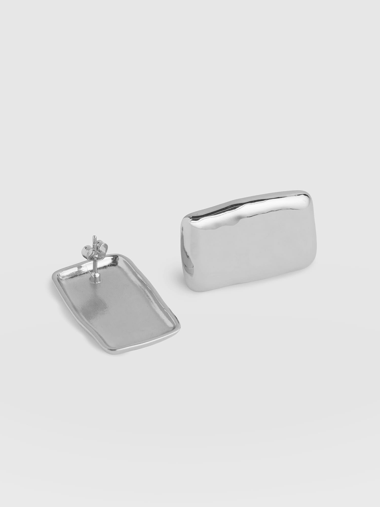 Hammered Rectangle Earrings - Silver - Women's Jewellers | Saint and Sofia® EU