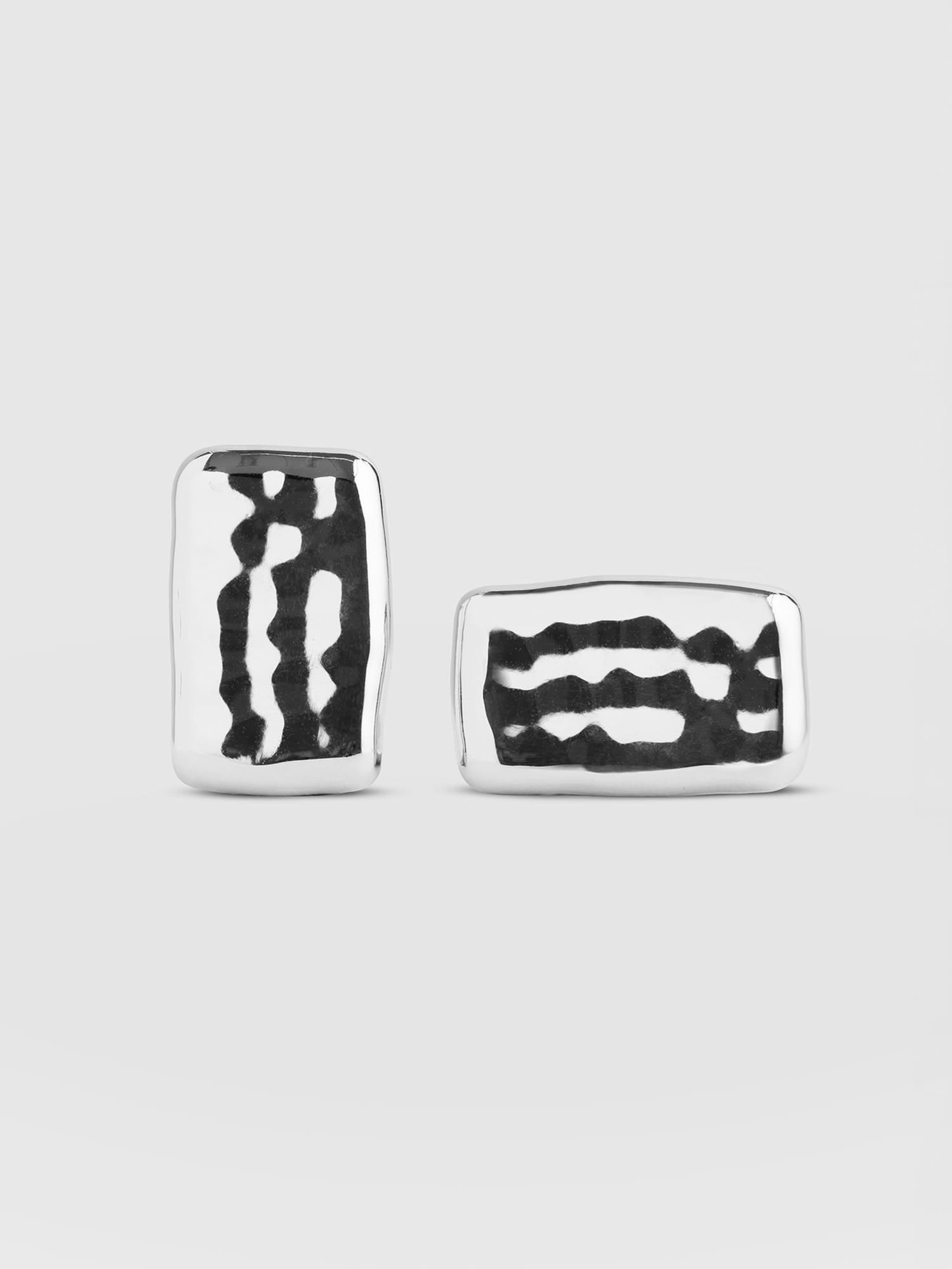 Hammered Rectangle Earrings - Silver - Women's Jewellers | Saint and Sofia® EU