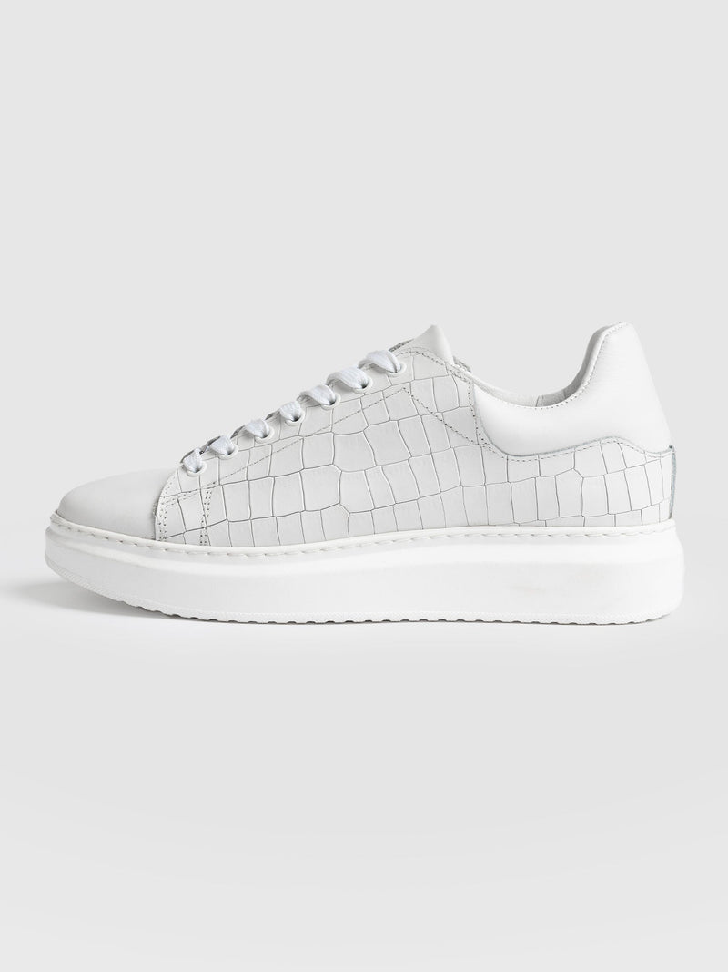 Hampstead Trainer White Croc - Women's Trainers | Saint + Sofia® EU