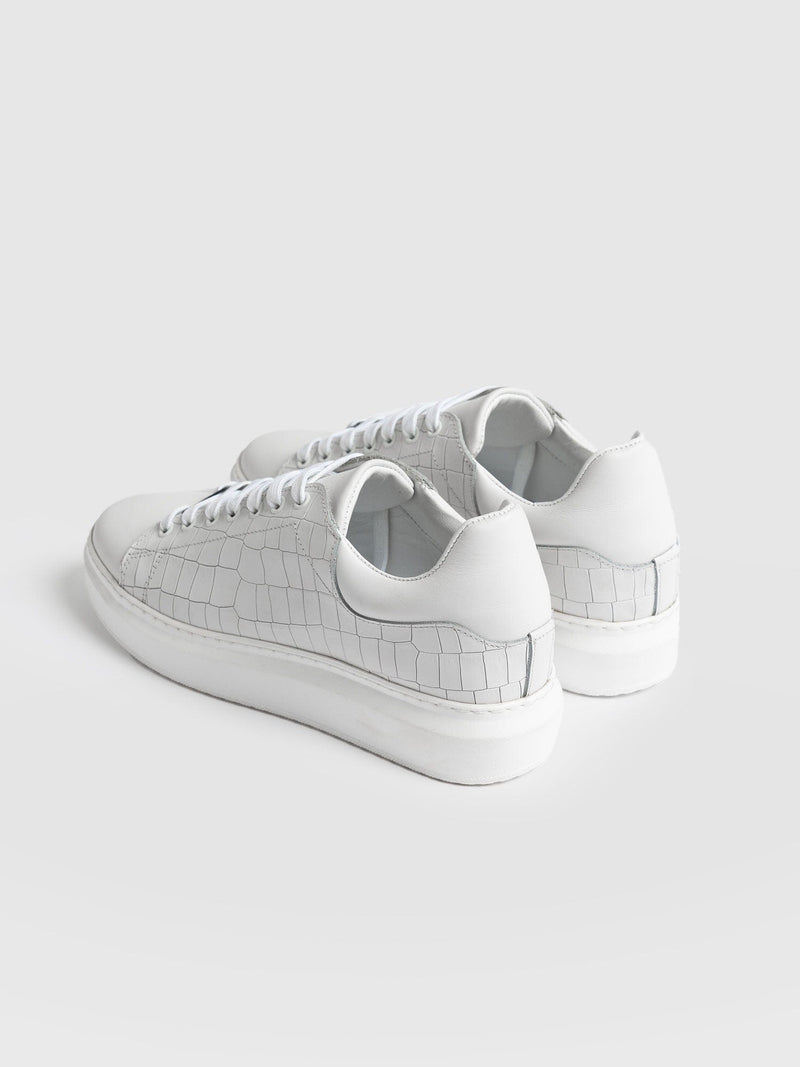 Hampstead Trainer White Croc - Women's Trainers | Saint + Sofia® EU