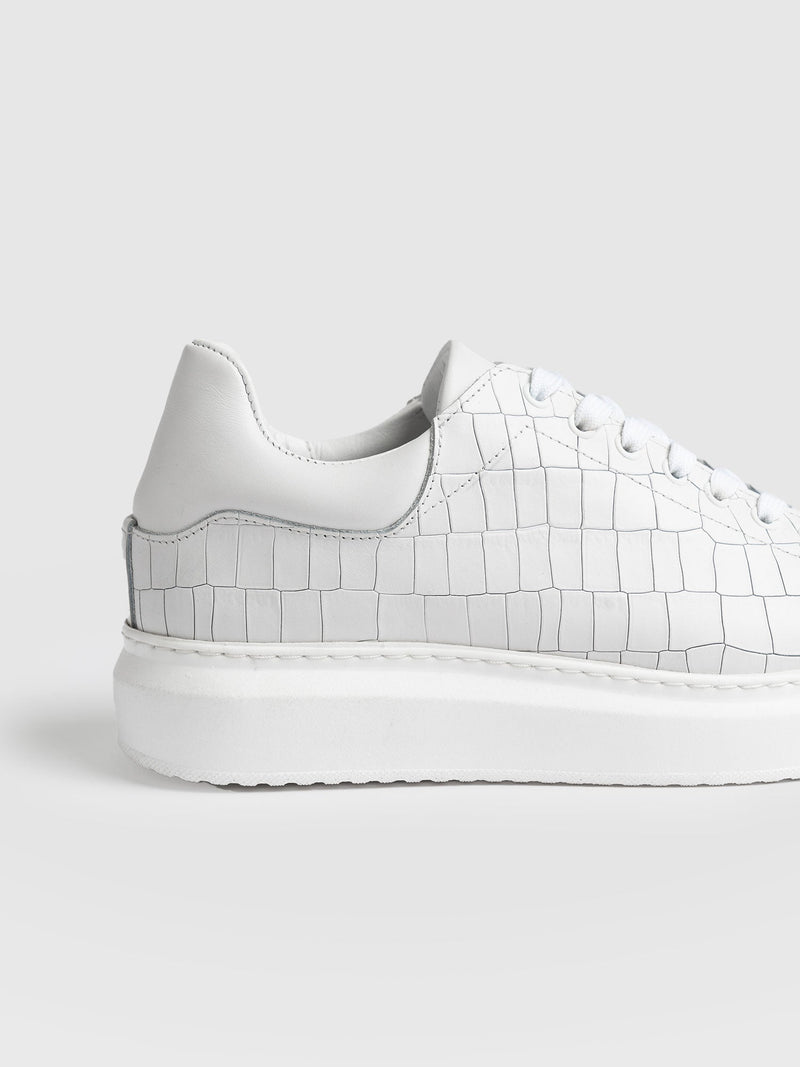 Hampstead Trainer White Croc - Women's Trainers | Saint + Sofia® EU