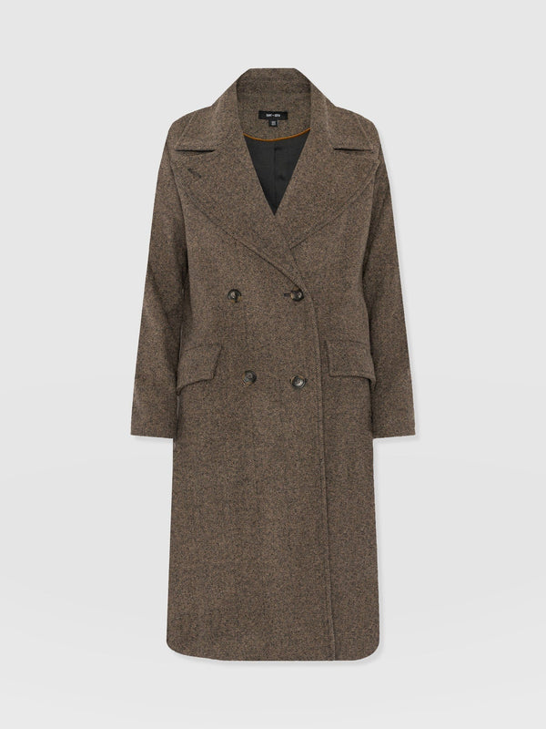 Hampton Coat - Brown Chevron - Women's Outerwears | Saint + Sofia® EU