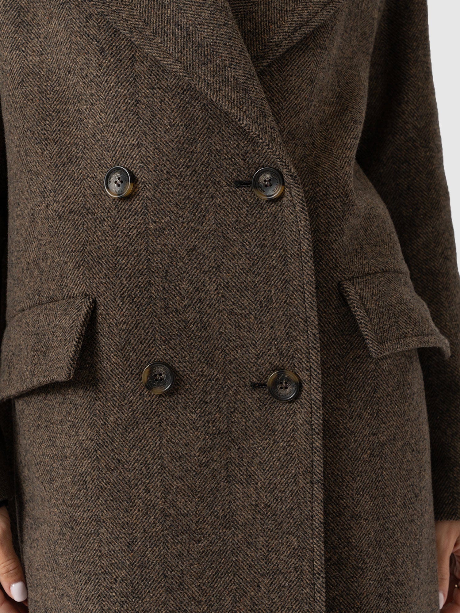 Hampton Coat - Brown Chevron - Women's Outerwears | Saint + Sofia® EU