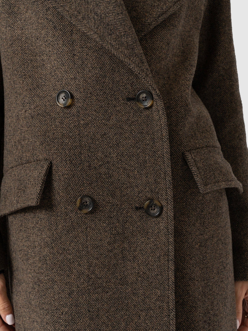 Hampton Coat - Brown Chevron - Women's Outerwears | Saint + Sofia® EU