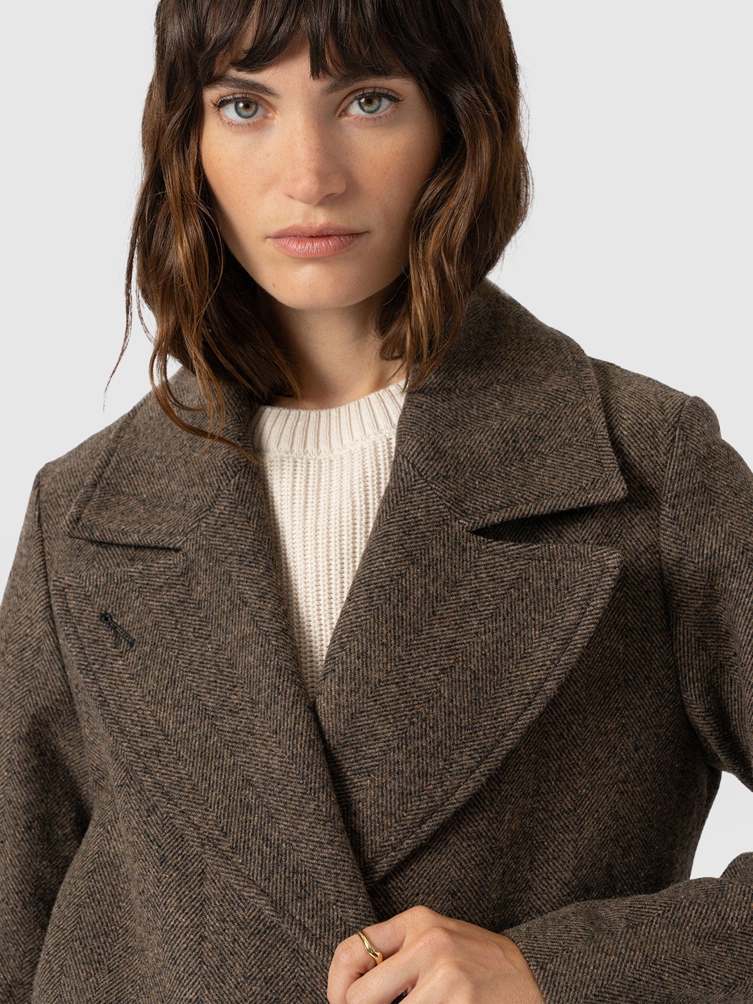Hampton Coat - Brown Chevron - Women's Outerwears | Saint + Sofia® EU