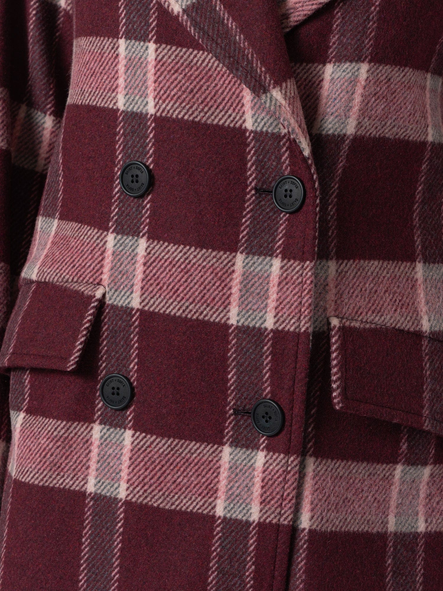Hampton Coat - Burgundy/Pink Check - Women's Outerwears | Saint + Sofia® EU