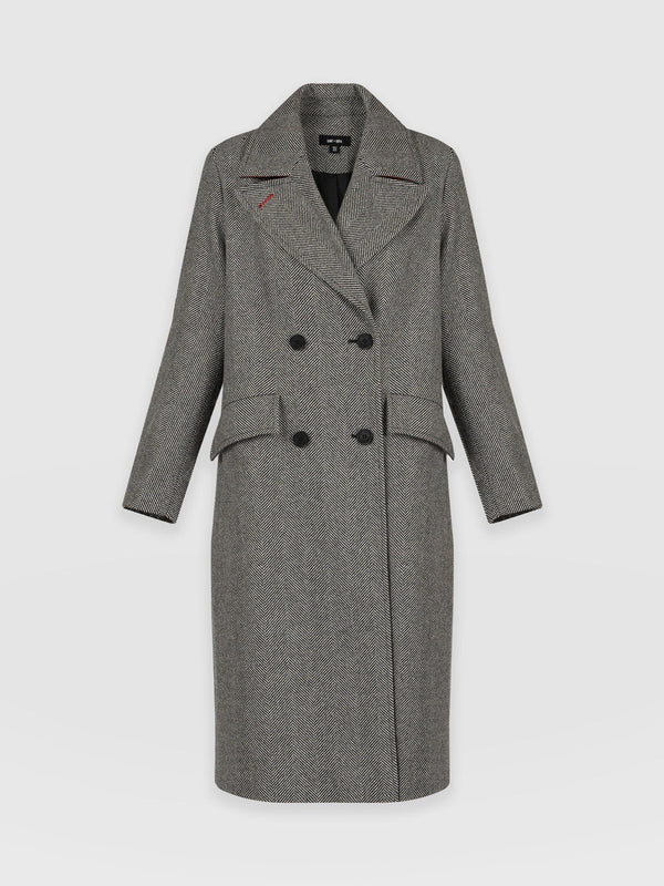 Hampton Coat Monochrome Chevron - Women's Coats | Saint + Sofia® EU