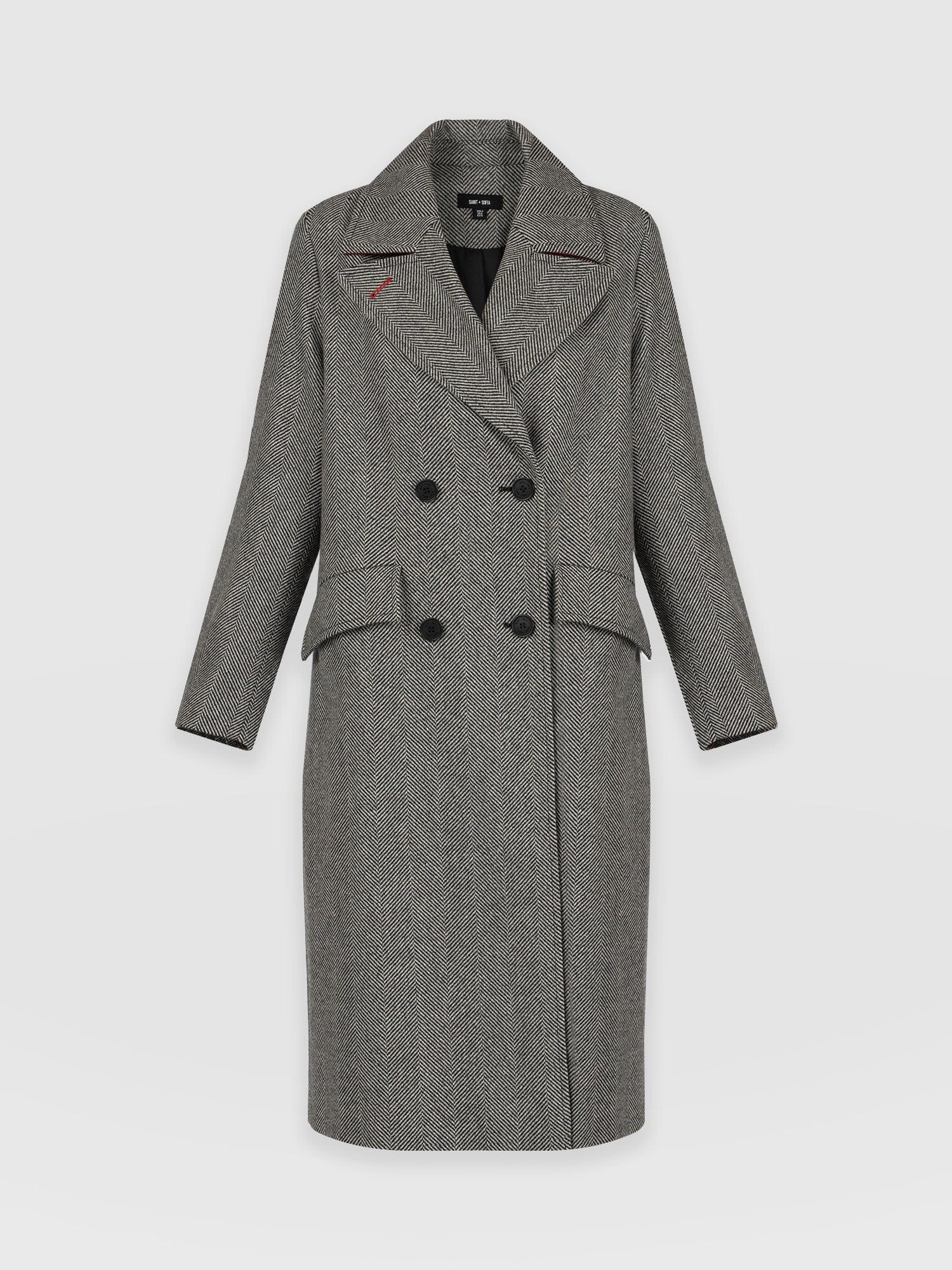 Hampton Coat Monochrome Chevron - Women's Coats | Saint + Sofia® EU