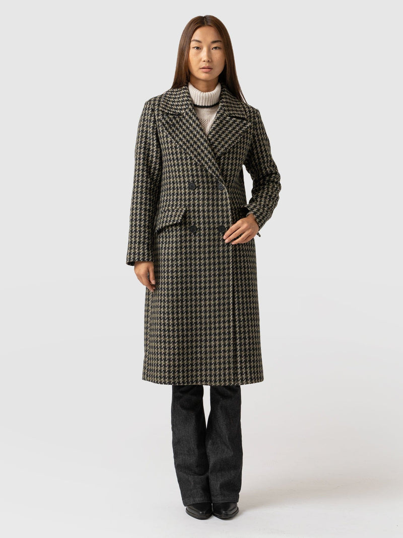 Hampton Coat Olive Houndstooth - Women's Coats | Saint + Sofia® EU