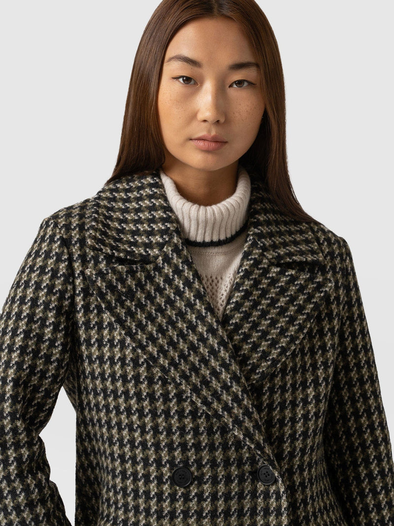 Hampton Coat Olive Houndstooth - Women's Coats | Saint + Sofia® EU