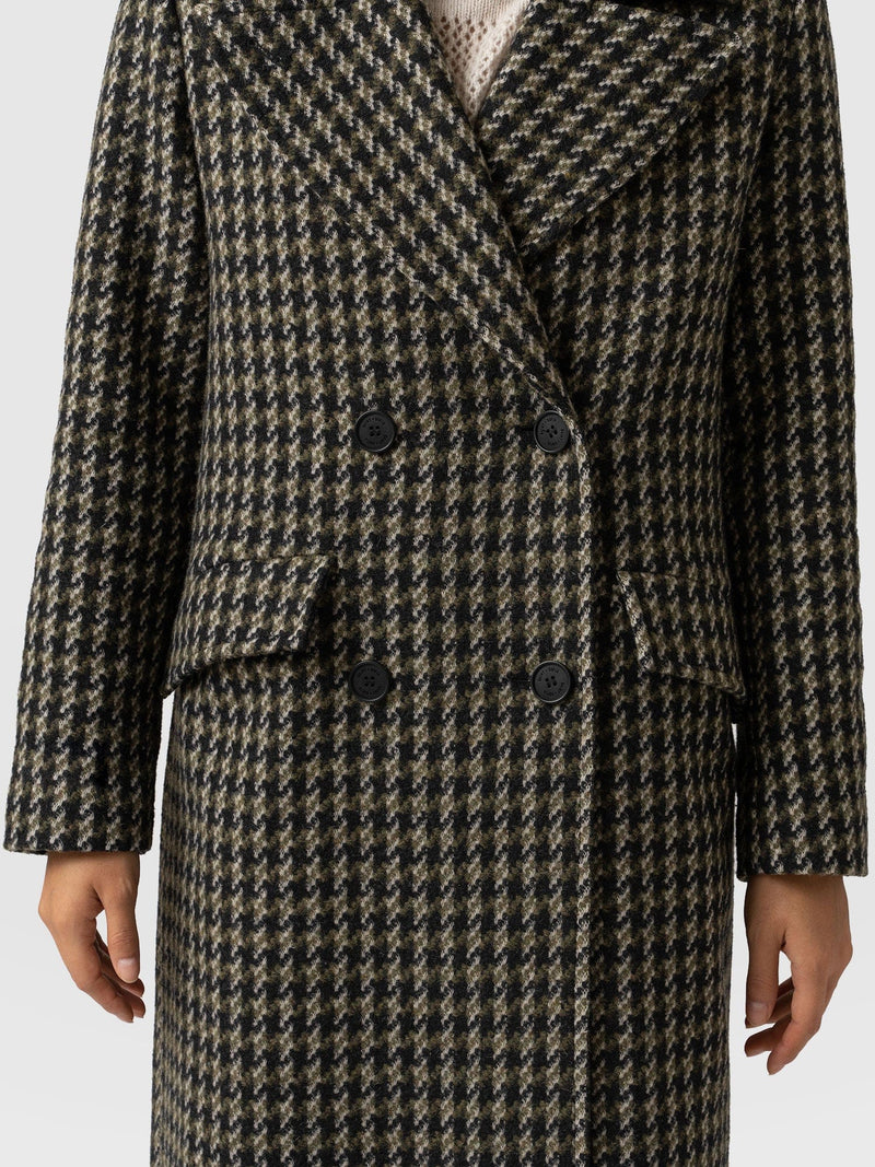 Hampton Coat Olive Houndstooth - Women's Coats | Saint + Sofia® EU