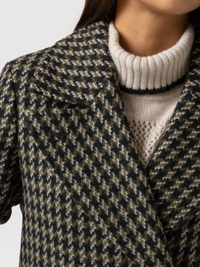 Hampton Coat Olive Houndstooth - Women's Coats | Saint + Sofia® EU