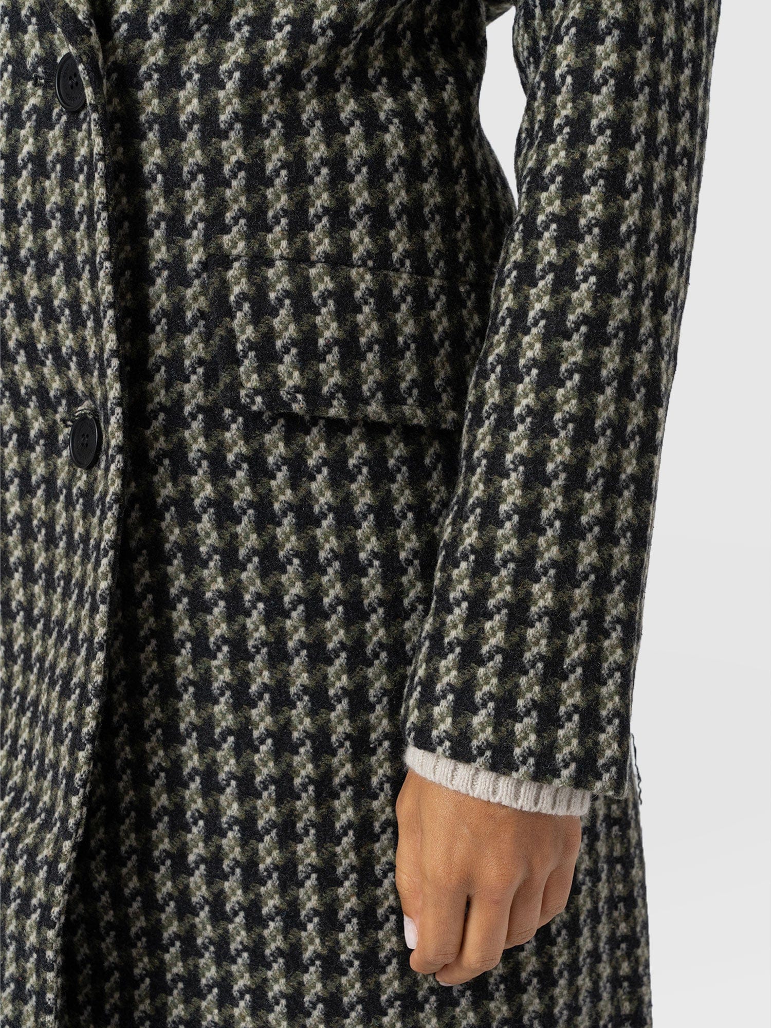 Hampton Coat Olive Houndstooth - Women's Coats | Saint + Sofia® EU