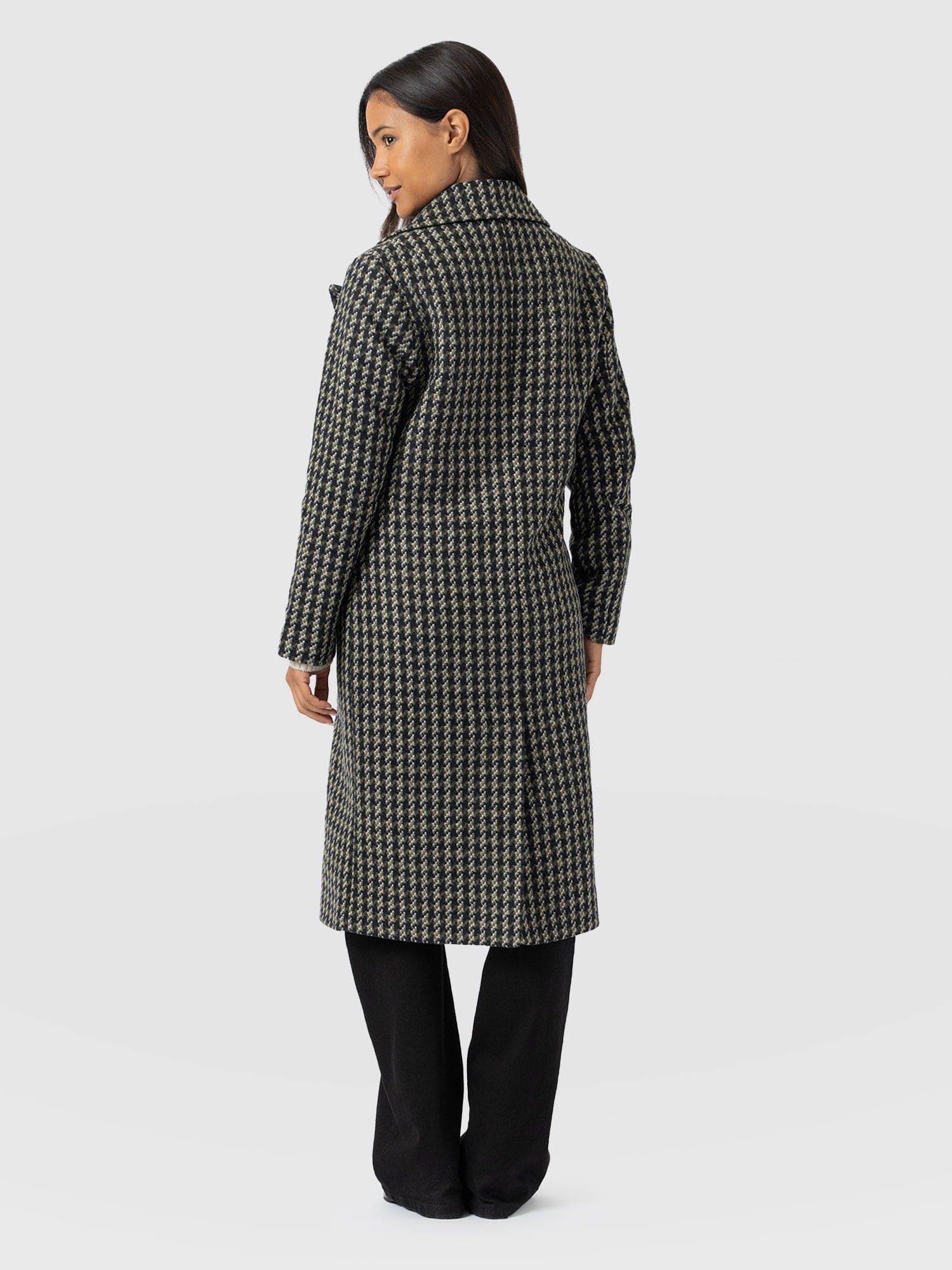 Hampton Coat Olive Houndstooth - Women's Coats | Saint + Sofia® EU