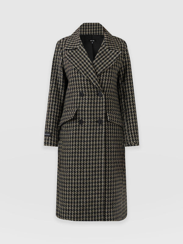 Hampton Coat Olive Houndstooth - Women's Coats | Saint + Sofia® EU