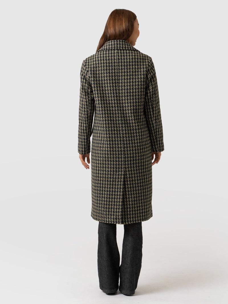 Hampton Coat Olive Houndstooth - Women's Coats | Saint + Sofia® EU