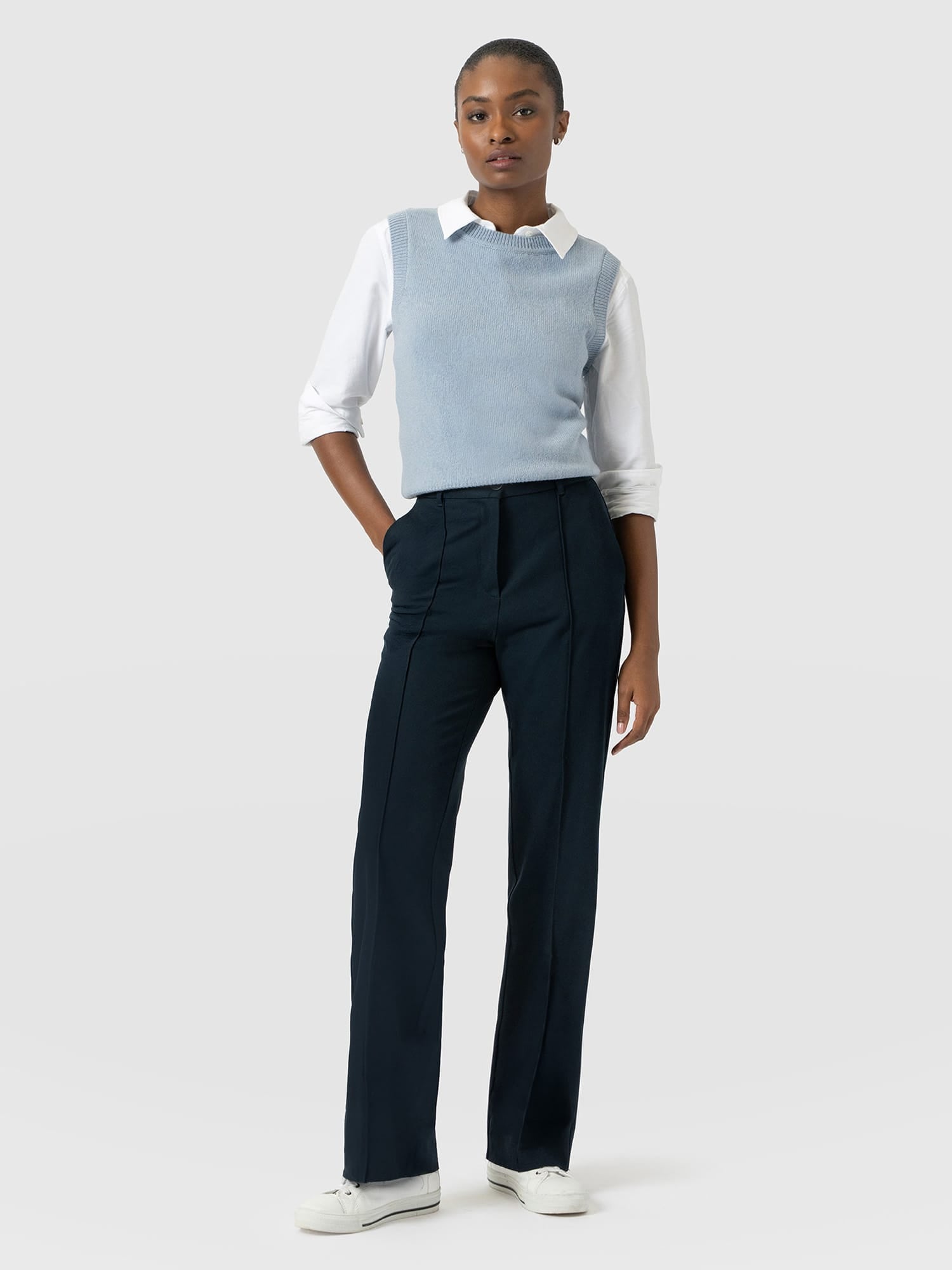 Harlow Straight Leg Pant - Navy - Women's Trousers | Saint and Sofia® EU