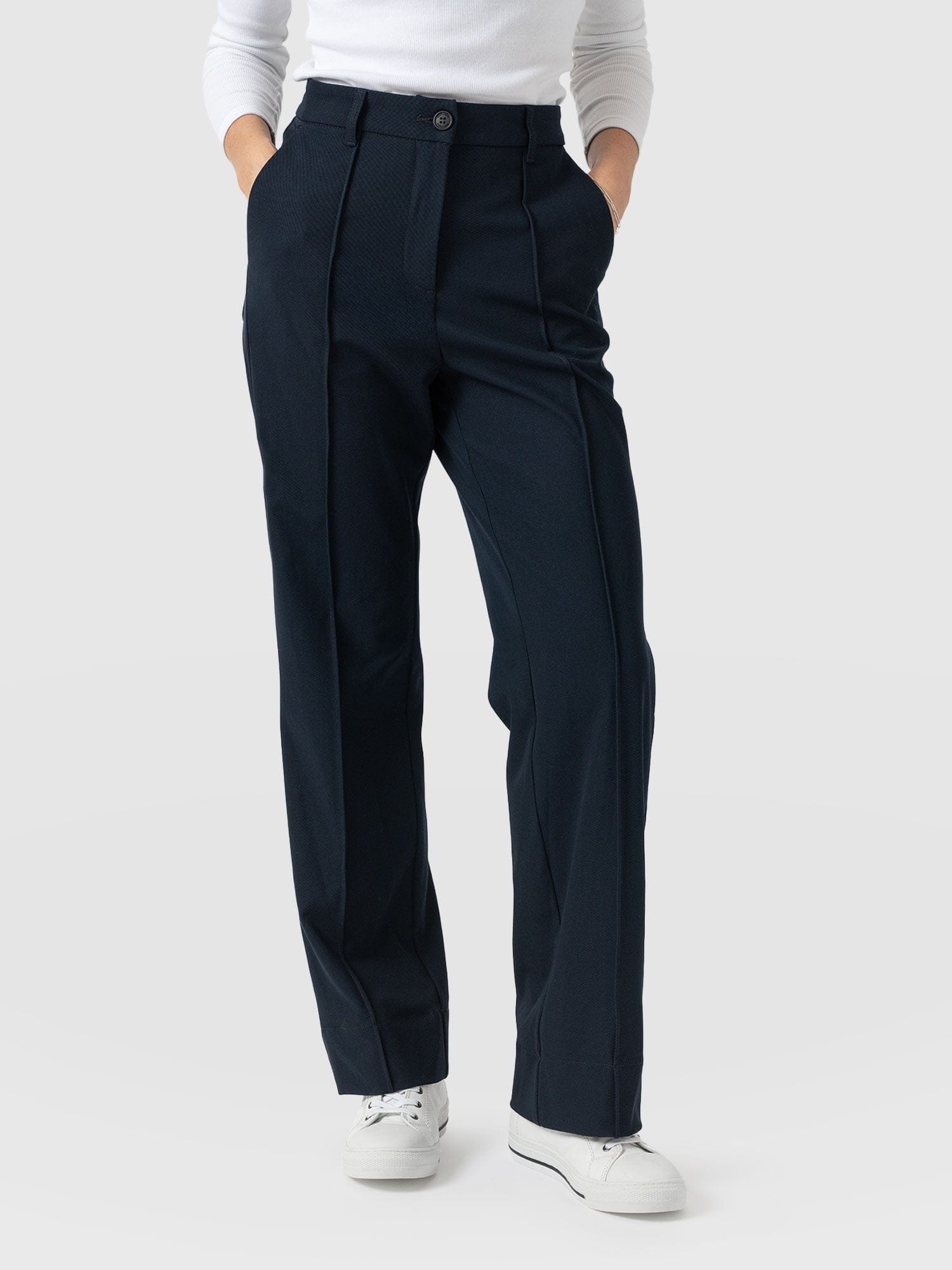 Harlow Straight Leg Pant - Navy - Women's Trousers | Saint + Sofia® EU