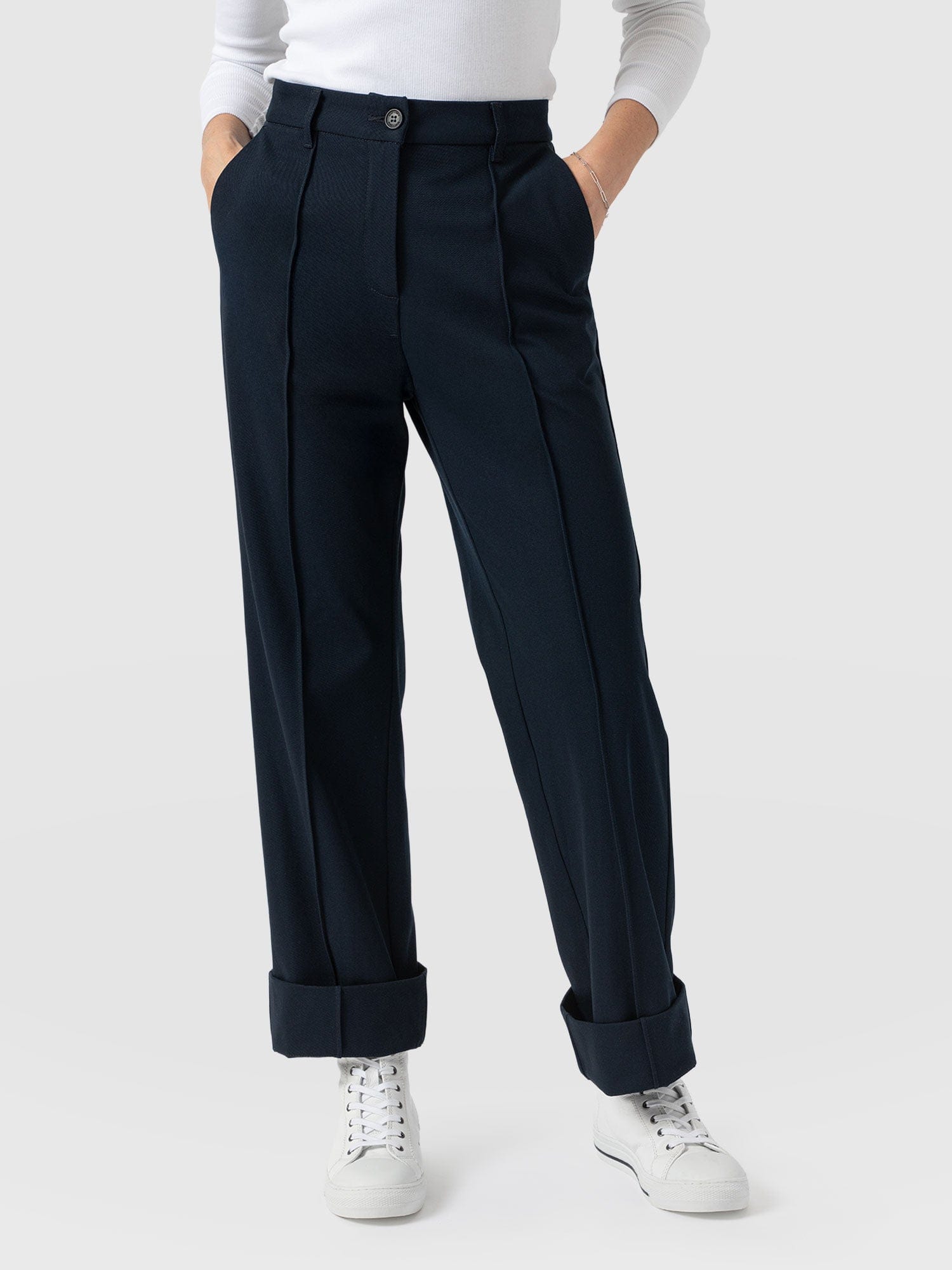 Harlow Straight Leg Pant - Navy - Women's Trousers | Saint + Sofia® EU