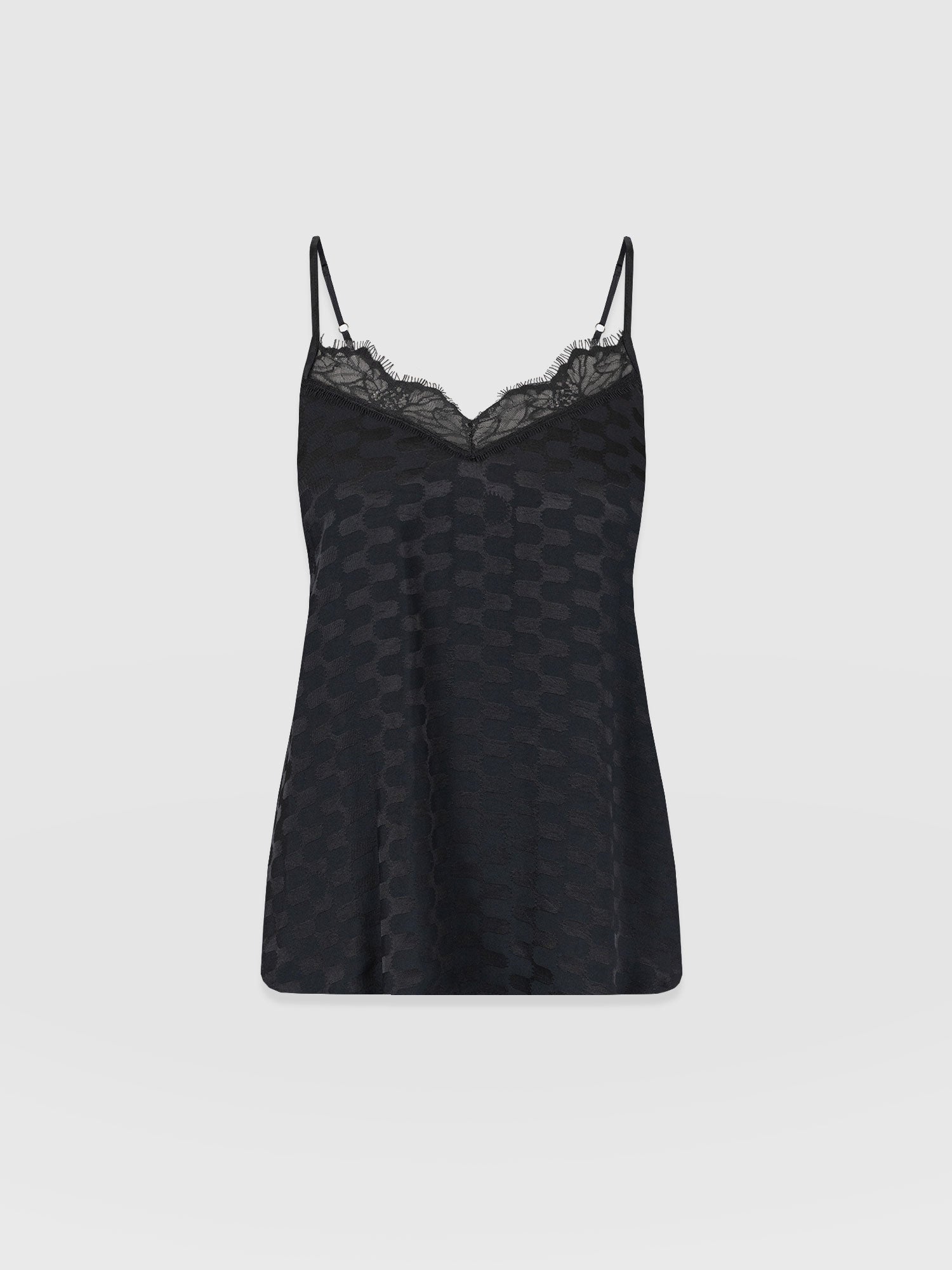 Harper Lace Cami - Black Jacquard - Women's T-shirts | Saint + Sofia® EU