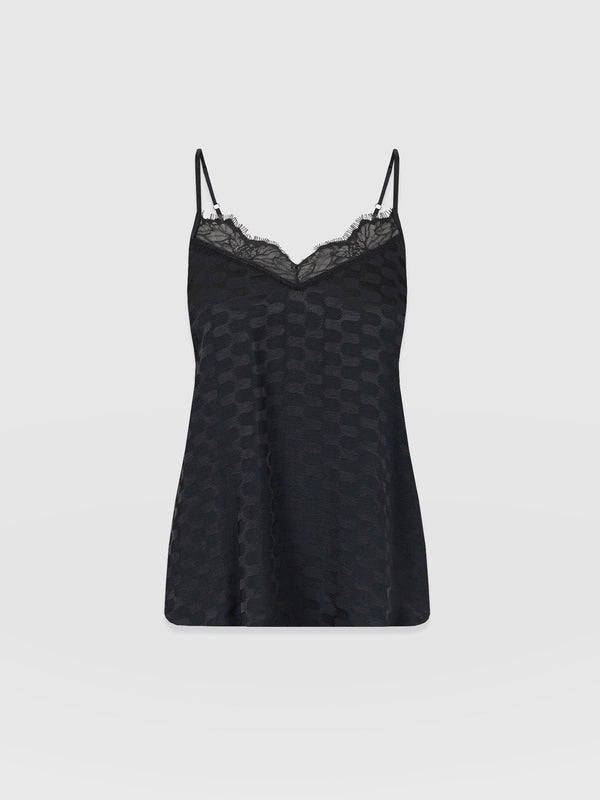 Harper Lace Cami - Black Jacquard - Women's T-shirts | Saint + Sofia® EU