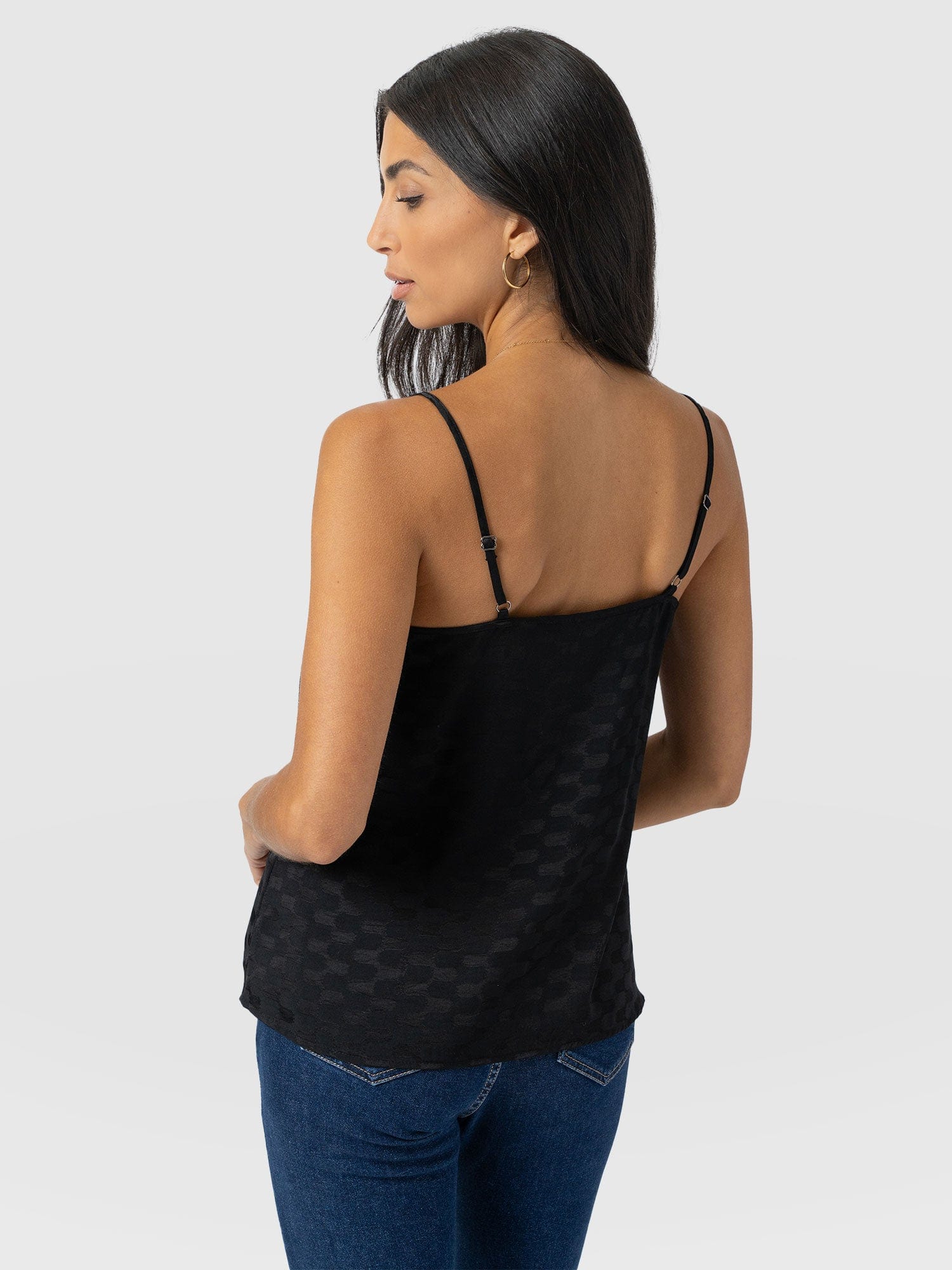 Harper Lace Cami - Black Jacquard - Women's T-shirts | Saint + Sofia® EU