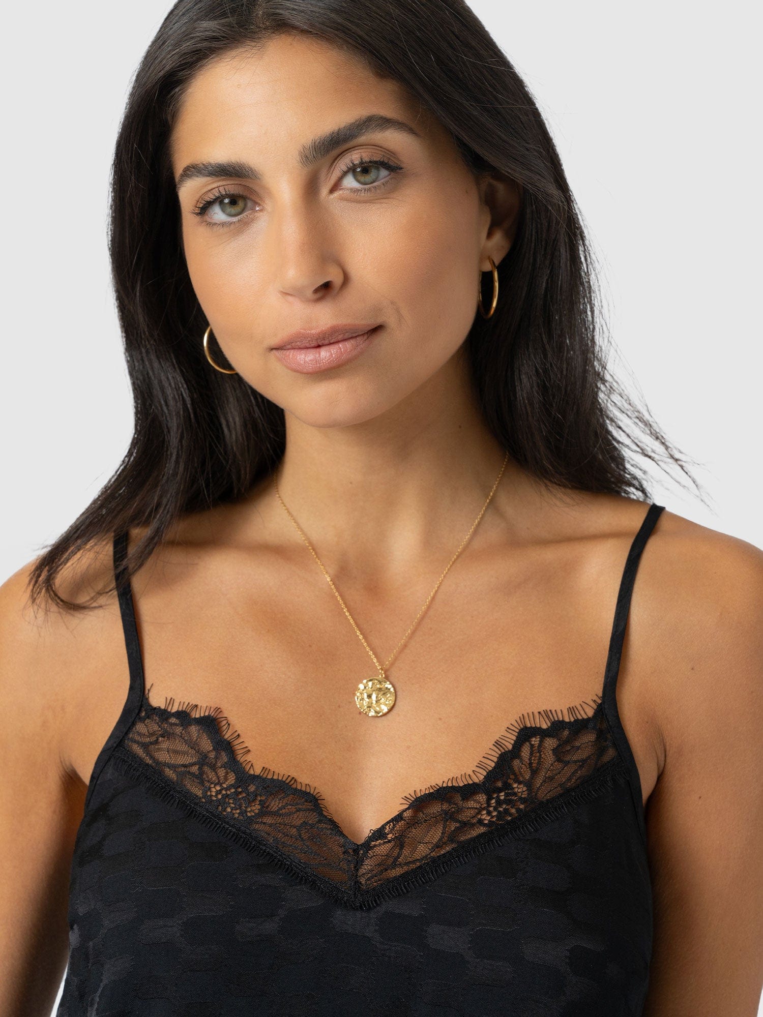 Harper Lace Cami - Black Jacquard - Women's T-shirts | Saint + Sofia® EU