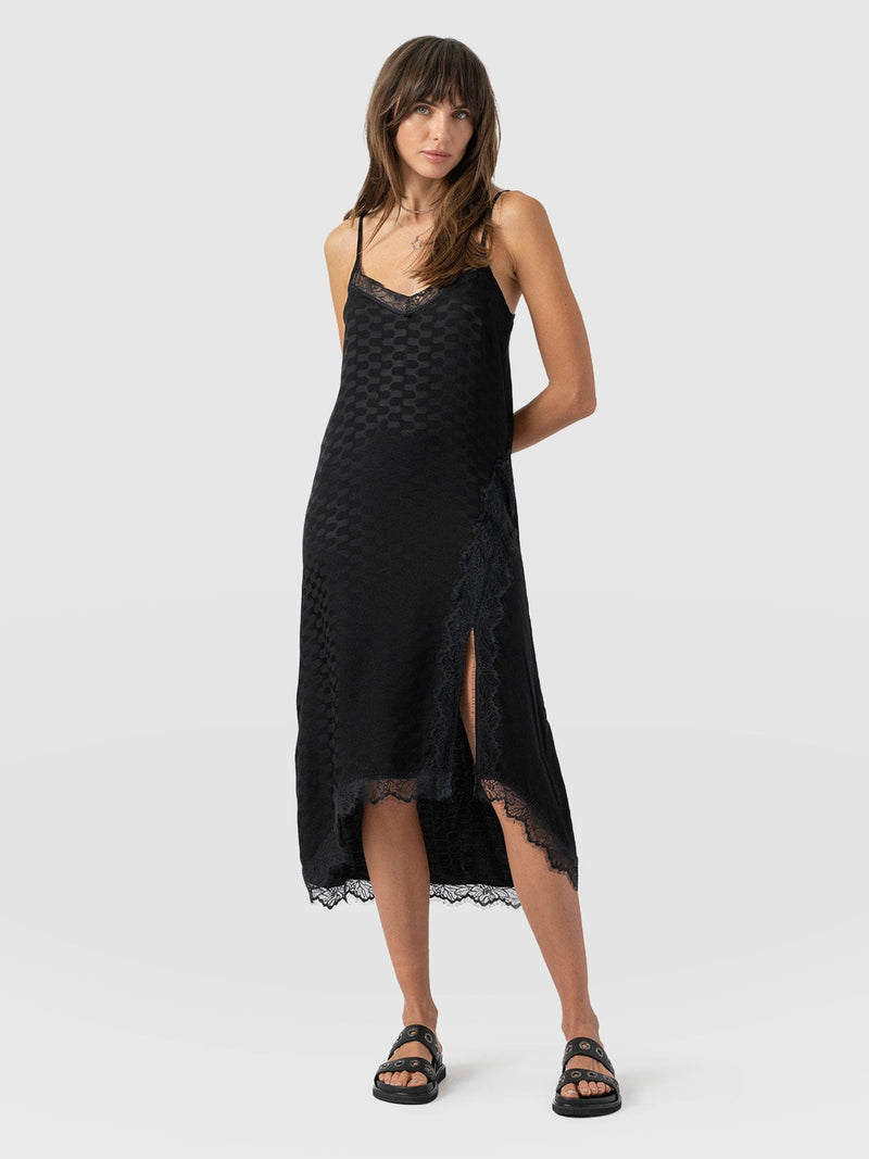 Harper Lace Cami Dress Black Jacquard - Women's Dresses | Saint + Sofia® EU