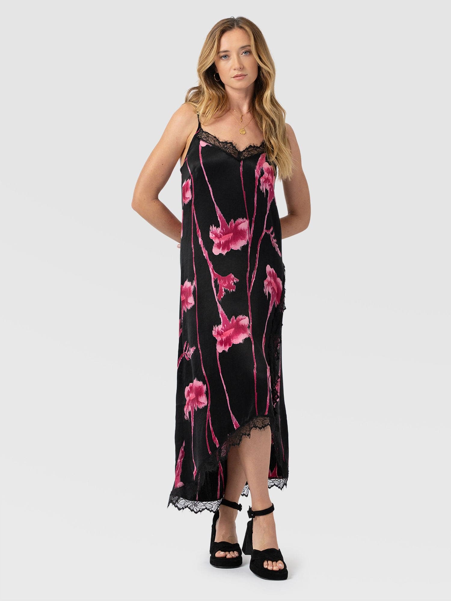 Harper Lace Cami Dress - Pink Stem Floral - Women's Dresses | Saint + Sofia® EU