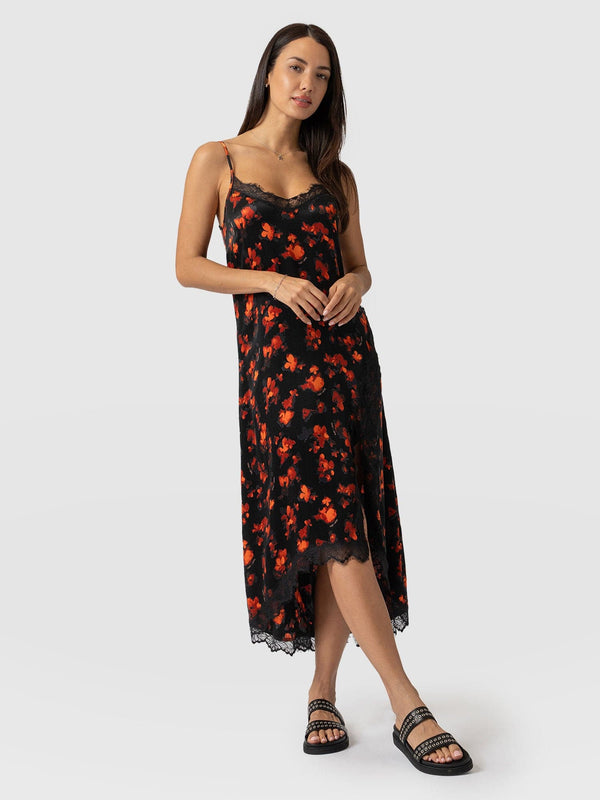 Harper Lace Cami Dress Red Aurora - Women's Dresses | Saint + Sofia® EU