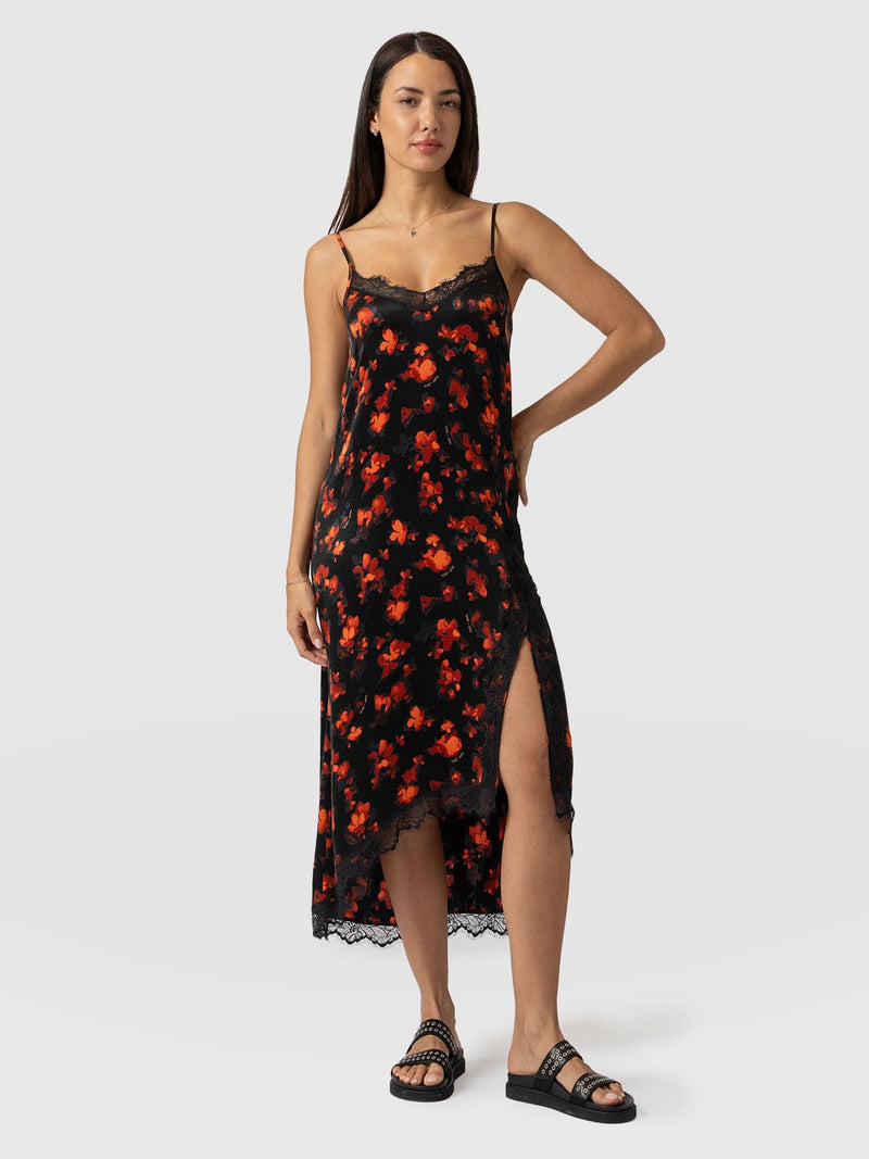 Harper Lace Cami Dress Red Aurora - Women's Dresses | Saint + Sofia® EU