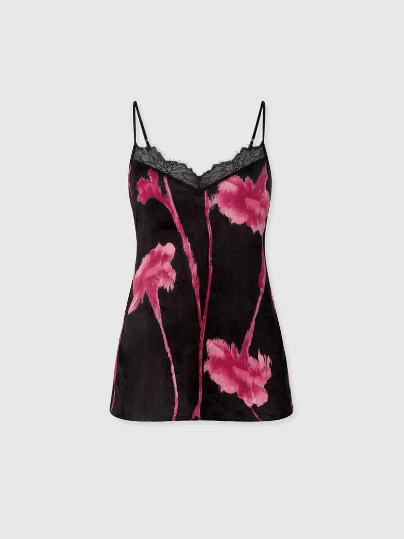 Harper Lace Cami - Pink Stem Floral - Women's T-shirts | Saint + Sofia® EU