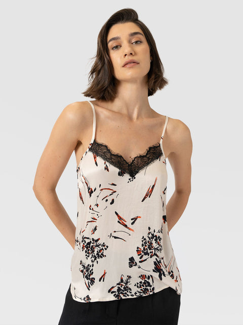 Harper Lace Cami - White Mist Floral - Women's T-shirts | Saint and Sofia® EU