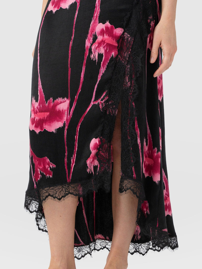 Harper Lace Midi Skirt - Pink Stem Floral - Women's Skirts | Saint + Sofia® EU