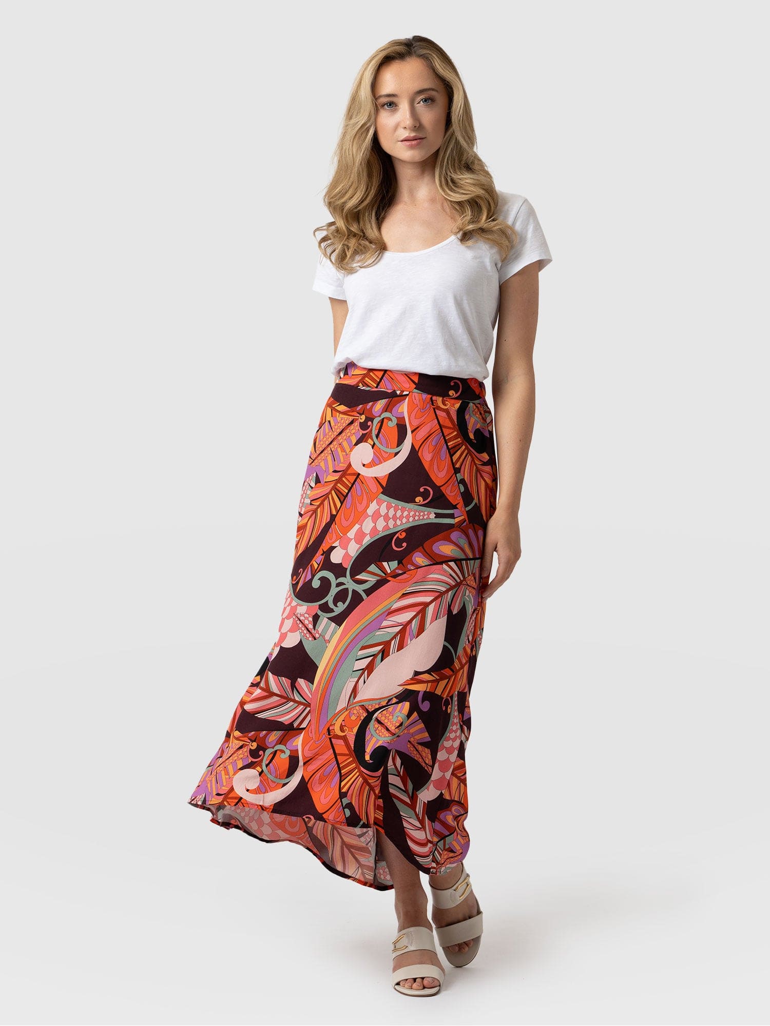 Harrow Skirt Red Palm - Women's Skirts | Saint + Sofia® UK