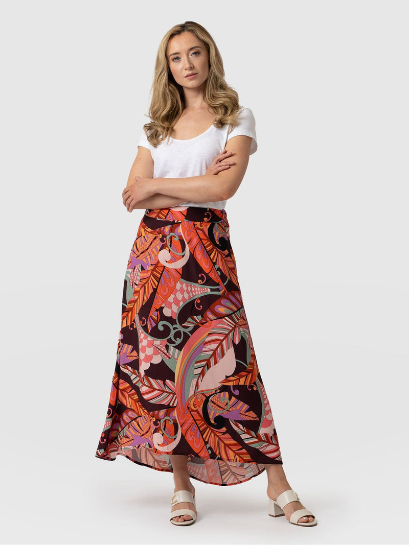 Harrow Skirt Red Palm - Women's Skirts | Saint + Sofia® UK