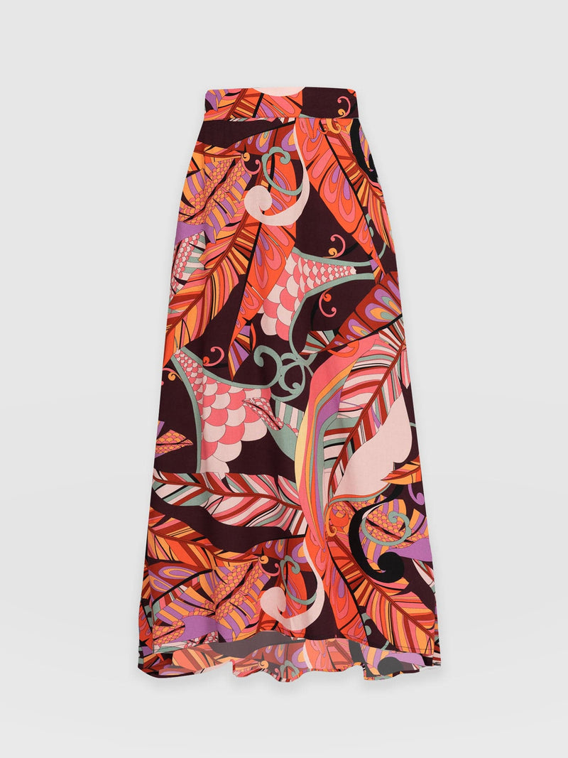 Harrow Skirt Red Palm - Women's Skirts | Saint + Sofia® UK