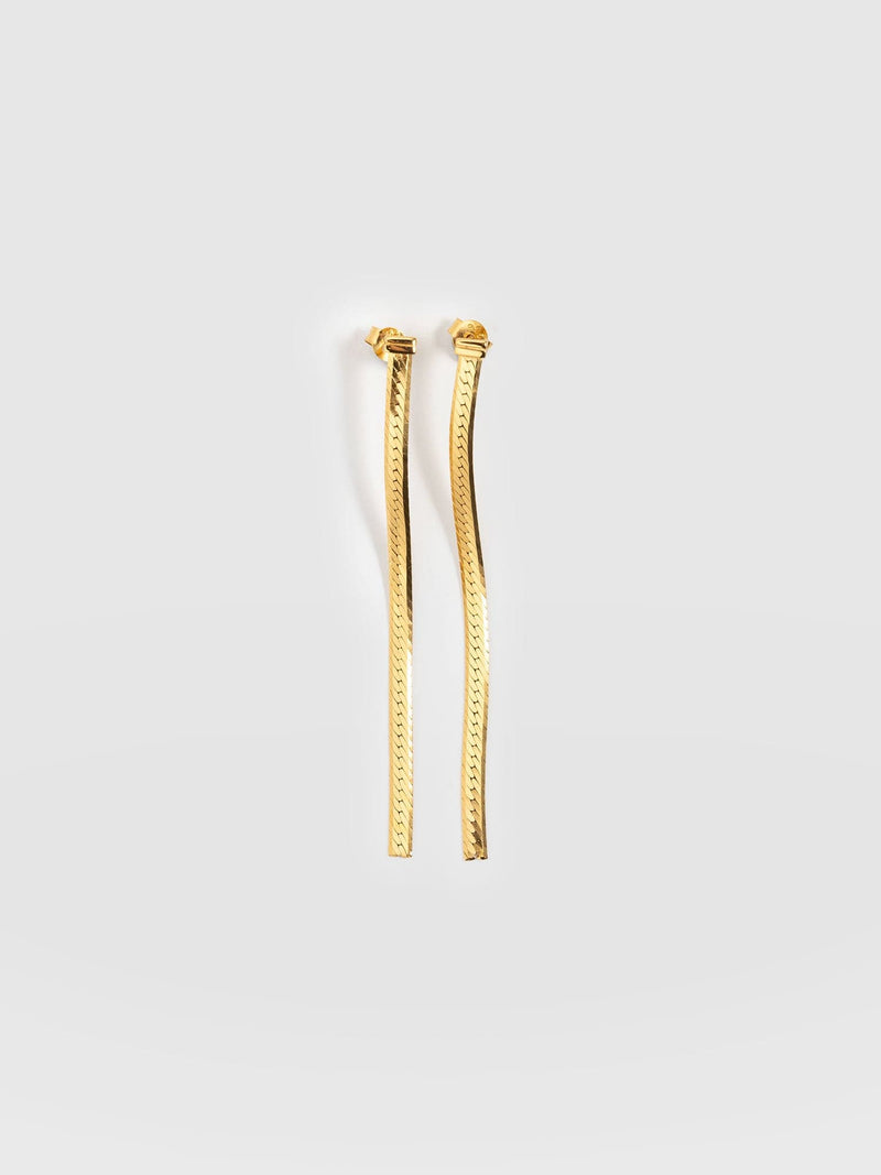 Herringbone Chain Drop Earrings Gold - Women's Jewellery | Saint + Sofia® EU