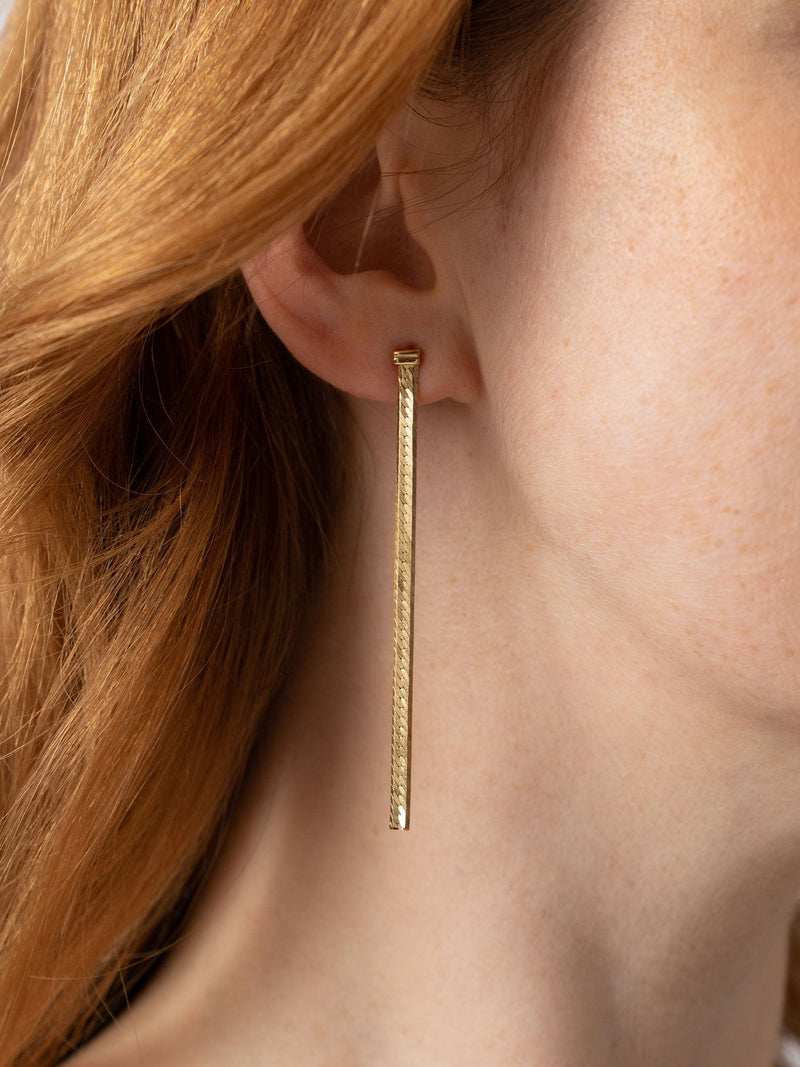 Herringbone Chain Drop Earrings Gold - Women's Jewellery | Saint + Sofia® EU